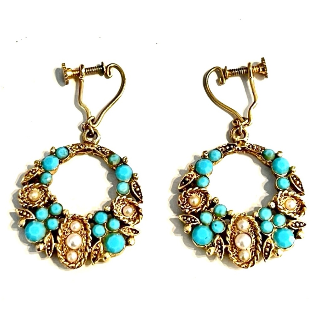 Vintage 50’s Faux Turquoise Dangle Earrings